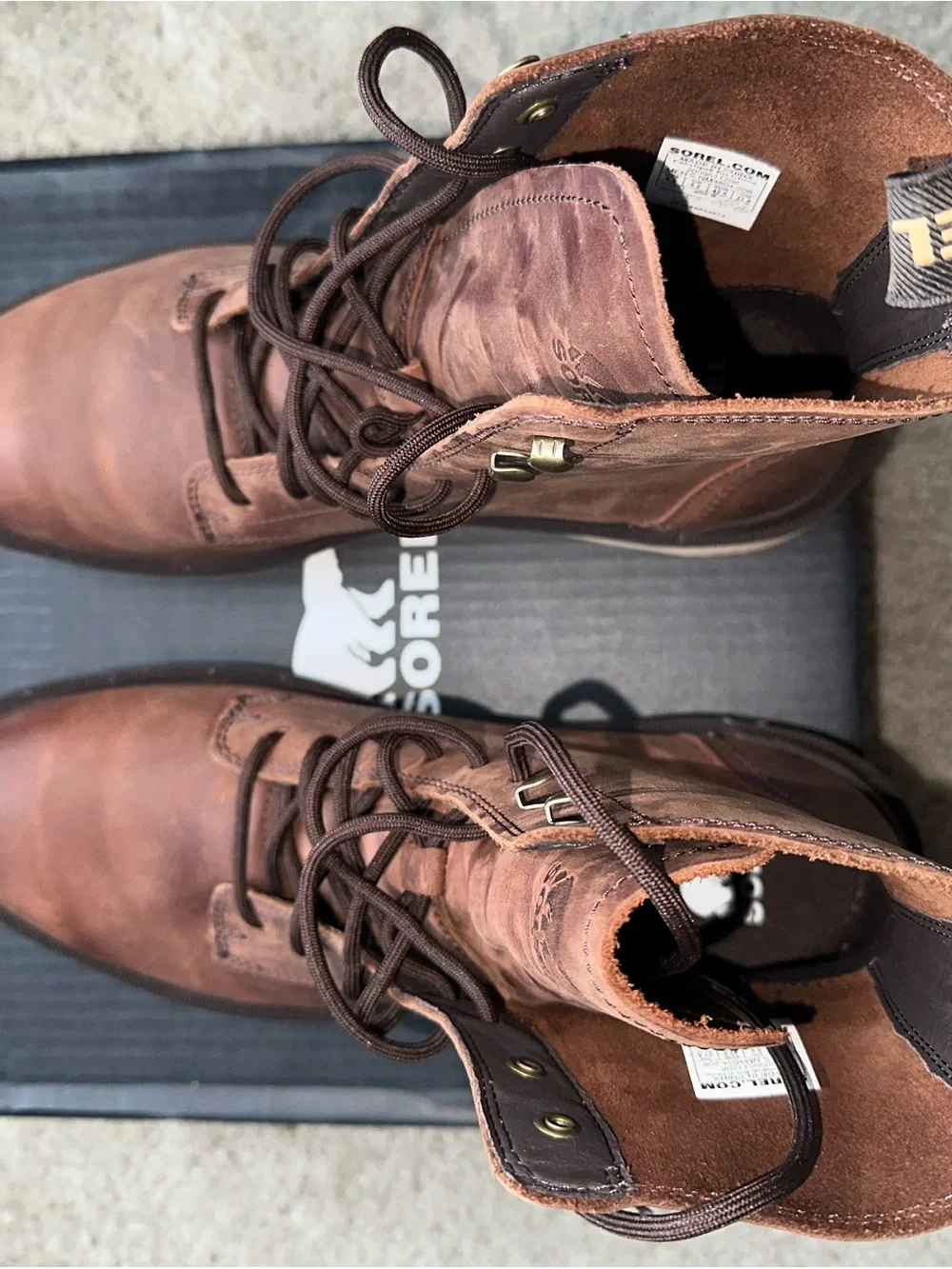 Sorel Men's Brown Leather Lace-Up Ankle Boots Waterproof